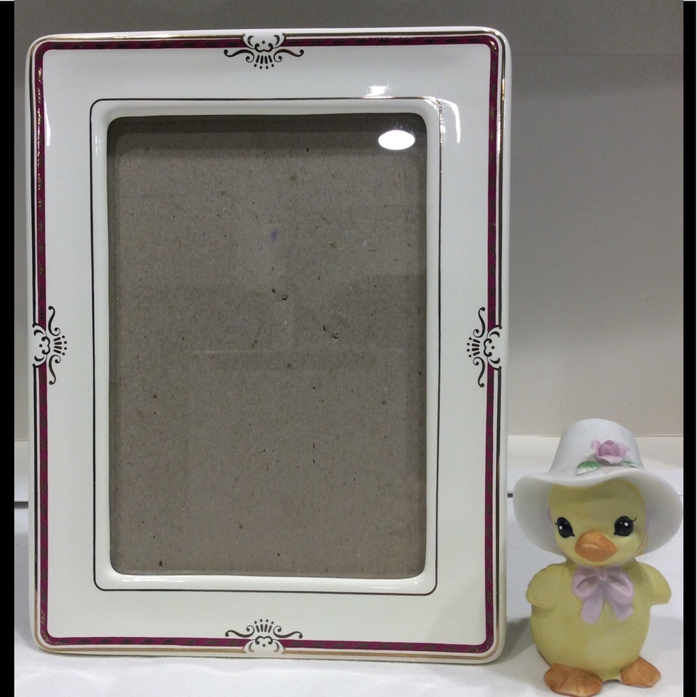 Burnes of Boston porcelain ivory/burg/gold frame